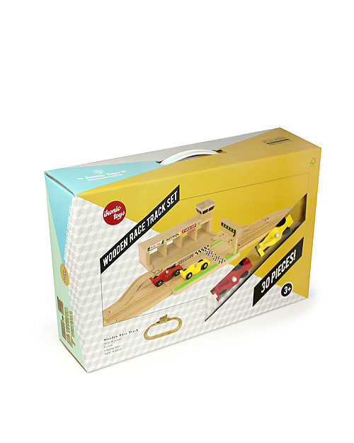 Ikonic Toys Wooden Race Track - Compatible with other brands’ tracks! Wooden Toy Cars, Trains & Trucks