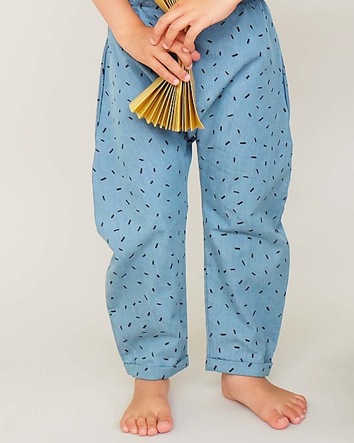 Indikidual Edamame, Scatter Rice Print Denim Jumpsuit - 100% cotton Dungarees