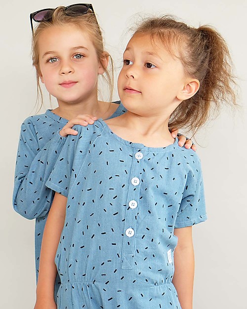 Indikidual Edamame, Scatter Rice Print Denim Jumpsuit - 100% cotton Dungarees