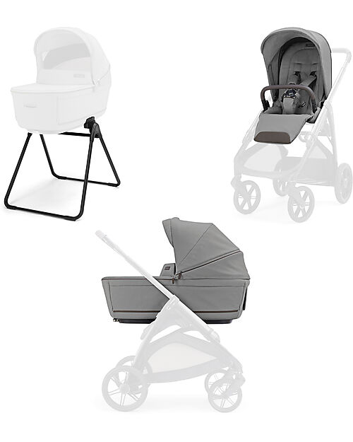 Inglesina Aptica System Duo - Crystal Grey - All Season Seat + Open Up Cot Pushchairs