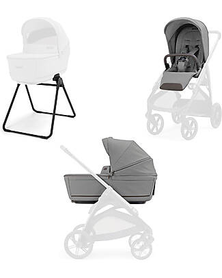 Inglesina Aptica System Duo - Crystal Grey - All Season Seat + Open Up Cot Pushchairs