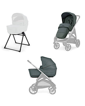 Inglesina Aptica System Duo - Emerald Green - All Season Seat + Open Up Cot Trio and Duo Strollers