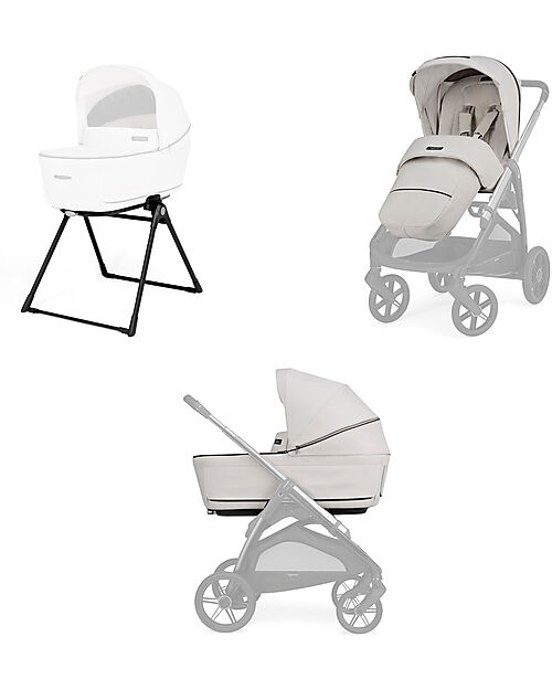 Inglesina Aptica System Duo - Opal Ivory - All Season Seat + Open Up Cot Trio and Duo Strollers