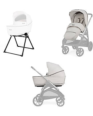 Inglesina Aptica System Duo - Opal Ivory - All Season Seat + Open Up Cot Trio and Duo Strollers