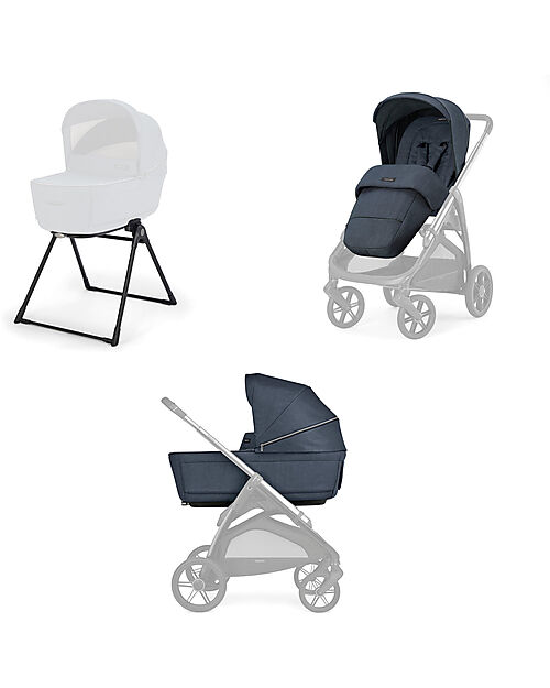 Inglesina Aptica System Duo - Resort Blue - All Season Seat + Open Up Cot Trio and Duo Strollers