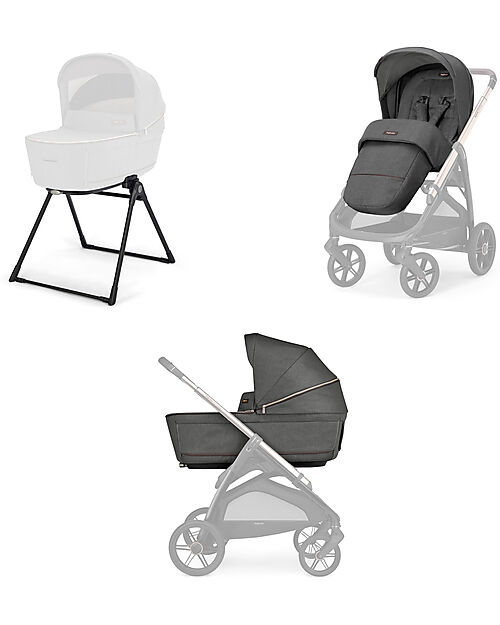 Inglesina Aptica System Duo - Velvet Grey - All Season Seat + Open Up Cot Trio and Duo Strollers