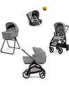 Inglesina Aptica System Quattro - Crystal Grey - All Season Seat + Cot Open Up + Standup + Car Seat Darwin + Litio Frame Trio and Duo Strollers