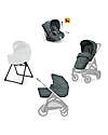 Inglesina Aptica System Quattro - Emerald Green - All Season Seat + Open Up Cot + Standup + Darwin Recline Car Seat Trio and Duo Strollers