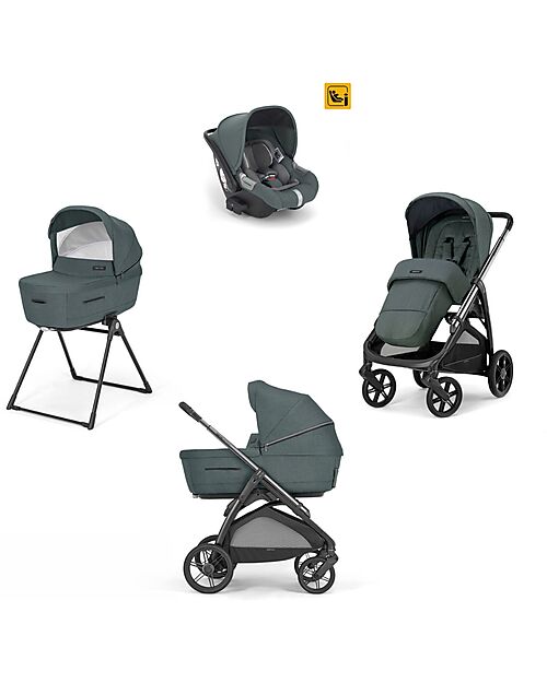 Inglesina Aptica System Quattro - Emerald Green - Stroller + Standup Cradle + Darwin Car Seat Trio and Duo Strollers