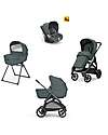 Inglesina Aptica System Quattro - Emerald Green - Stroller + Standup Cradle + Darwin Car Seat Trio and Duo Strollers