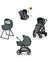 Inglesina Aptica System Quattro - Emerald Green - Stroller + Standup Cradle + Darwin Recline Car Seat Trio and Duo Strollers
