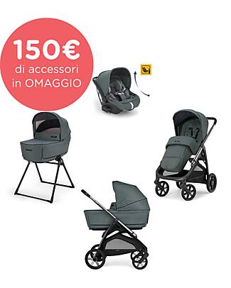 Inglesina Aptica System Quattro - Emerald Green - Stroller + Standup Cradle + Darwin Recline Car Seat Trio and Duo Strollers