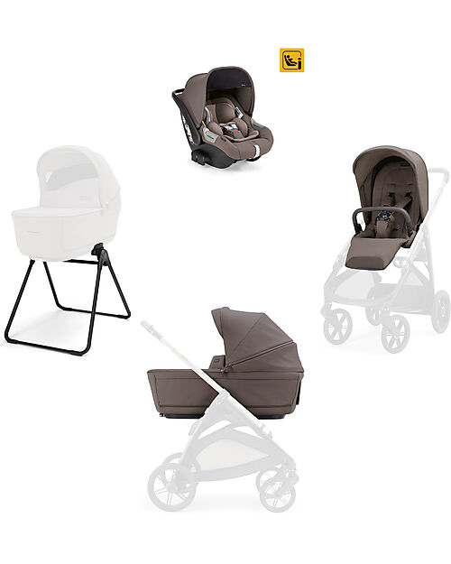 Inglesina Aptica System Quattro - Essence Mokka - All Season Seat + Open Up Cot + Standup + Darwin Car Seat Pushchairs