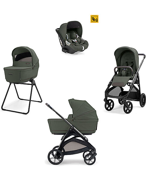 Inglesina Aptica System Quattro - Ivy Green - All Season Seat + Cot Open Up + Standup + Car Seat Darwin + Litio Frame Trio and Duo Strollers