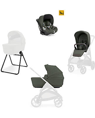 Inglesina Aptica System Quattro - Ivy Green - All Season Seat + Open Up Cot + Standup + Darwin Car Seat Pushchairs