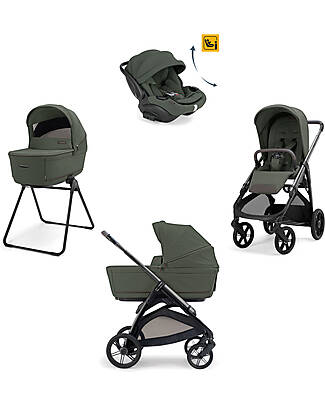 Inglesina Aptica System Quattro - Ivy Green - Stroller + Standup Bassinet + Car Seat Darwin Recline EVO + Litio Frame Pushchairs