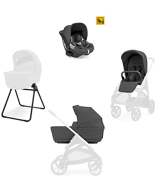 Inglesina Aptica System Quattro -Marble Grey - All Season Seat + Open Up Cot + Standup + Darwin Car Seat Pushchairs