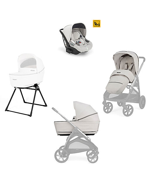 Inglesina Aptica System Quattro - Opal Ivory - All Season Seat + Open Up Cot + Standup + Darwin Car Seat Trio and Duo Strollers