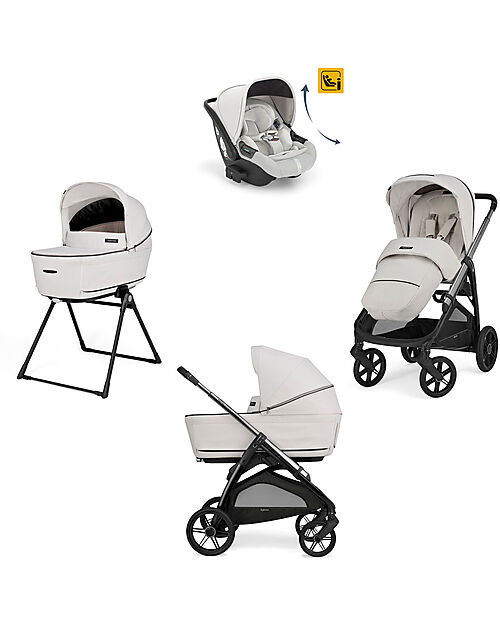 Inglesina Aptica System Quattro - Opal Ivory - Stroller + Standup Cradle + Darwin Recline Car Seat Trio and Duo Strollers