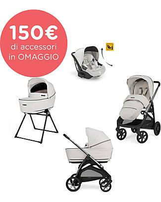 Inglesina Aptica System Quattro - Opal Ivory - Stroller + Standup Cradle + Darwin Recline Car Seat Trio and Duo Strollers