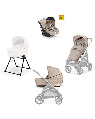 Inglesina Aptica System Quattro - Pashmina Beige - All Season Seat + Open Up Cot + Standup + Darwin Car Seat Trio and Duo Strollers