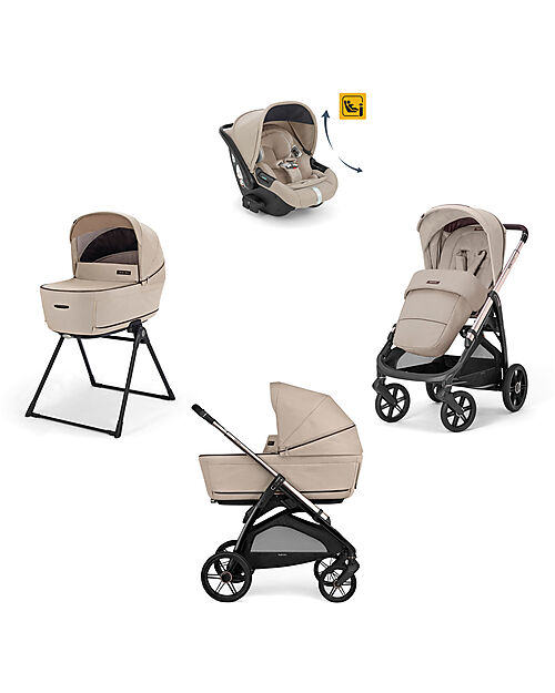 Inglesina Aptica System Quattro - Pashmina Beige - Stroller + Standup Cradle + Darwin Recline Car Seat Trio and Duo Strollers