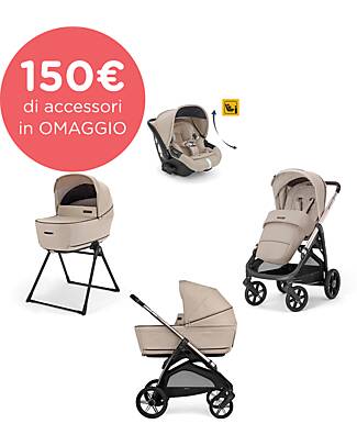 Inglesina Aptica System Quattro - Pashmina Beige - Stroller + Standup Cradle + Darwin Recline Car Seat Trio and Duo Strollers
