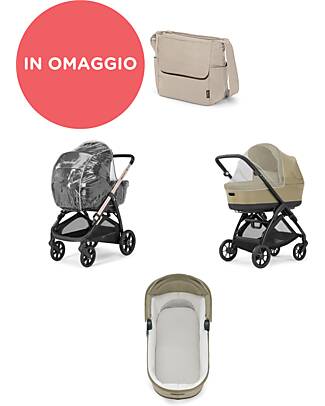 Inglesina Aptica System Quattro - Pashmina Beige - Stroller + Standup Cradle + Darwin Recline Car Seat Trio and Duo Strollers