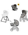 Inglesina Aptica System Quattro - Platinum Grey - All Season Seat + Open Up Cot + Standup + Darwin Car Seat Trio and Duo Strollers