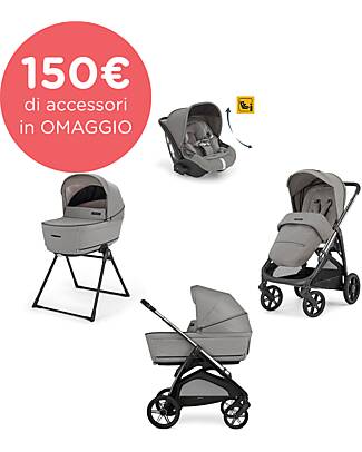 Inglesina Aptica System Quattro - Platinum Grey - Stroller + Standup Bassinett + Darwin Recline Car Seat Trio and Duo Strollers