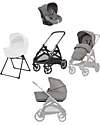 Inglesina Aptica System Quattro - Platinum Grey - Stroller + Standup Cradle + Darwin Car Seat Trio and Duo Strollers