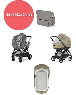 Inglesina Aptica System Quattro - Platinum Grey - Stroller + Standup Cradle + Darwin Car Seat Trio and Duo Strollers