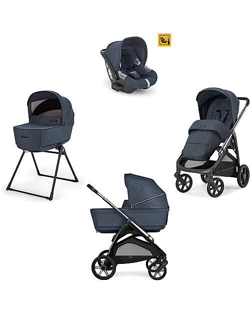 Inglesina Aptica System Quattro - Resort Blue - Stroller + Standup Cradle + Darwin Car Seat Trio and Duo Strollers