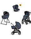 Inglesina Aptica System Quattro - Resort Blue - Stroller + Standup Cradle + Darwin Car Seat Trio and Duo Strollers
