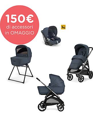 Inglesina Aptica System Quattro - Resort Blue - Stroller + Standup Cradle + Darwin Car Seat Trio and Duo Strollers
