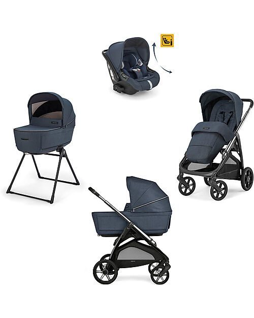 Inglesina Aptica System Quattro - Resort Blue - Stroller + Standup Cradle + Darwin Recline Car Seat Trio and Duo Strollers