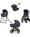 Inglesina Aptica System Quattro - Sapphire Blue - Stroller + Standup Bassinet + Car Seat Darwin Recline EVO + Litio Frame Pushchairs