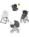 Inglesina Aptica System Quattro - Velvet Grey - All Season Seat + Open Up Cot + Standup + Darwin Car Seat Trio and Duo Strollers