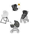 Inglesina Aptica System Quattro - Velvet Grey - All Season Seat + Open Up Cot + Standup + Darwin Recline Car Seat Trio and Duo Strollers
