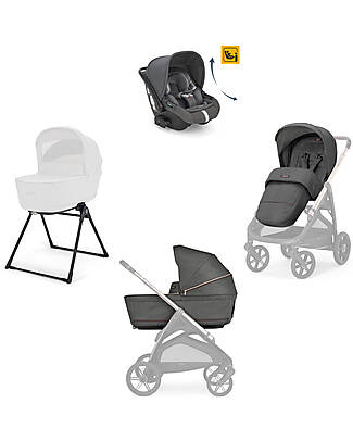 Inglesina Aptica System Quattro - Velvet Grey - All Season Seat + Open Up Cot + Standup + Darwin Recline Car Seat Trio and Duo Strollers