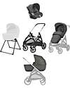 Inglesina Aptica System Quattro - Velvet Grey - Stroller + Standup Cradle + Darwin Car Seat Trio and Duo Strollers
