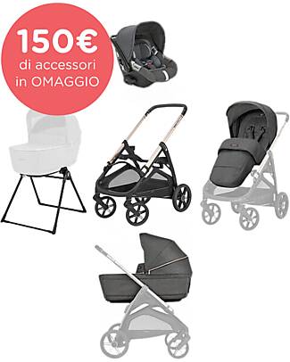 Inglesina Aptica System Quattro - Velvet Grey - Stroller + Standup Cradle + Darwin Car Seat Trio and Duo Strollers
