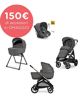 Inglesina Aptica System Quattro - Velvet Grey - Stroller + Standup Cradle + Darwin Recline Car Seat Trio and Duo Strollers