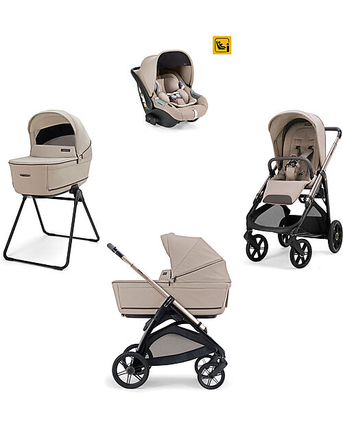 Inglesina Aptica System Quattro - Vicuna Beige - All Season Seat + Cot Open Up + Standup + Car Seat Darwin + Palladio Frame Trio and Duo Strollers