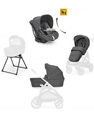 Inglesina Aptica System Trio - Velvet Grey - Stroller Seat + Standup Cradle + Darwin Infant Recline Car Seat Trio and Duo Strollers