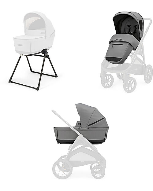 Inglesina Aptica XT System Duo - Canyon Grey - All Season Seat + Open Up Cot Trio and Duo Strollers