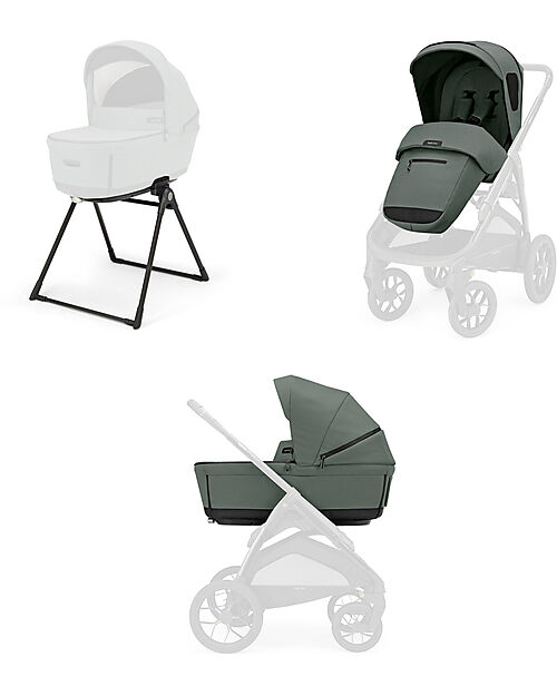 Inglesina Aptica XT System Duo - Taiga Green - All Season Seat + Open Up Cot Trio and Duo Strollers