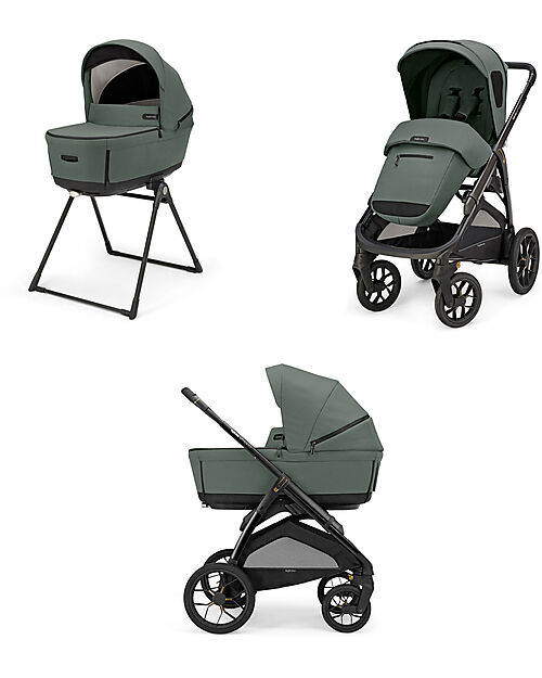Inglesina Aptica XT System Duo - Taiga Green - All Season Seat + Open Up Cot Trio and Duo Strollers