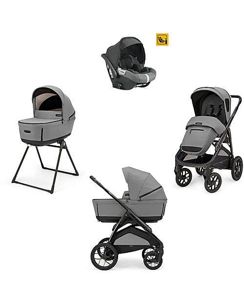 Inglesina Aptica XT System Quattro - Canyon Grey - All Season Seat + Open Up Cot + Standup + Darwin Car Seat Trio and Duo Strollers