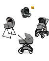 Inglesina Aptica XT System Quattro - Canyon Grey - All Season Seat + Open Up Cot + Standup + Darwin Car Seat Trio and Duo Strollers